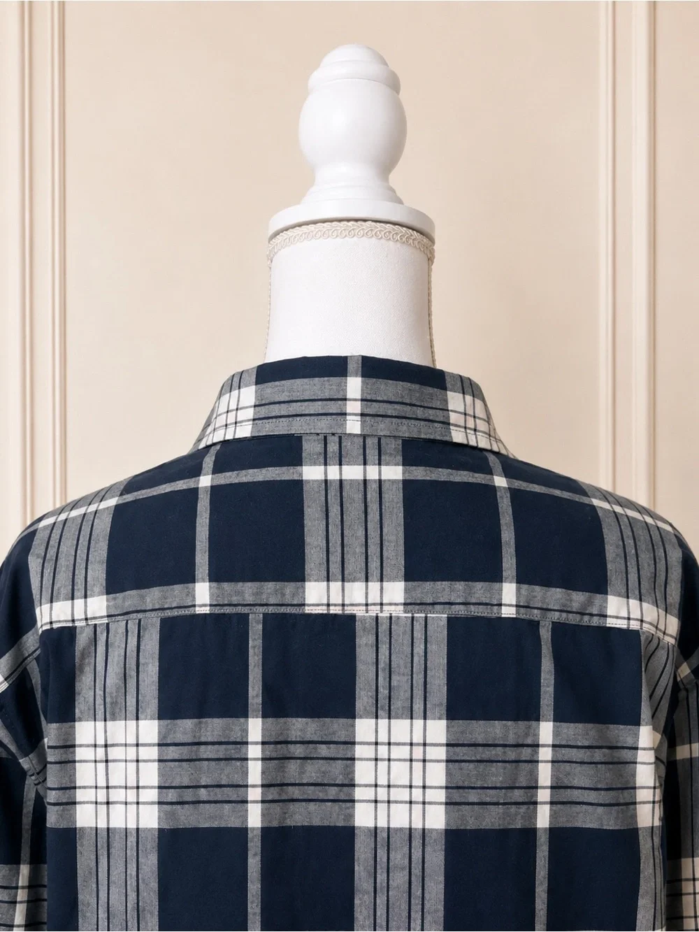Navy Plaid Organic Cotton Untucked Button Down Shirt Men’s XL Banana Republic